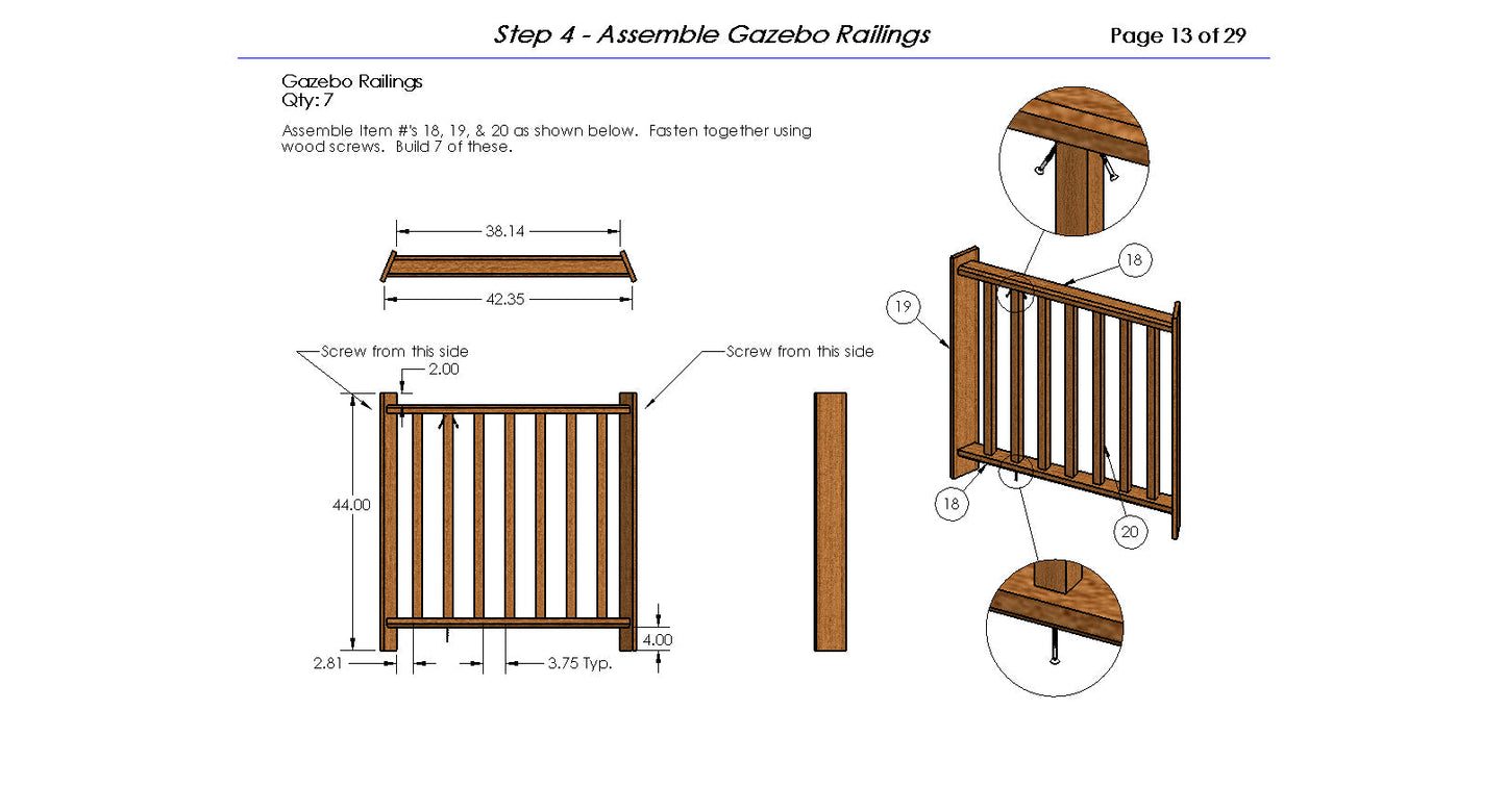 Gazebo Building Plans | Double Roof Octagon - 14 x 14