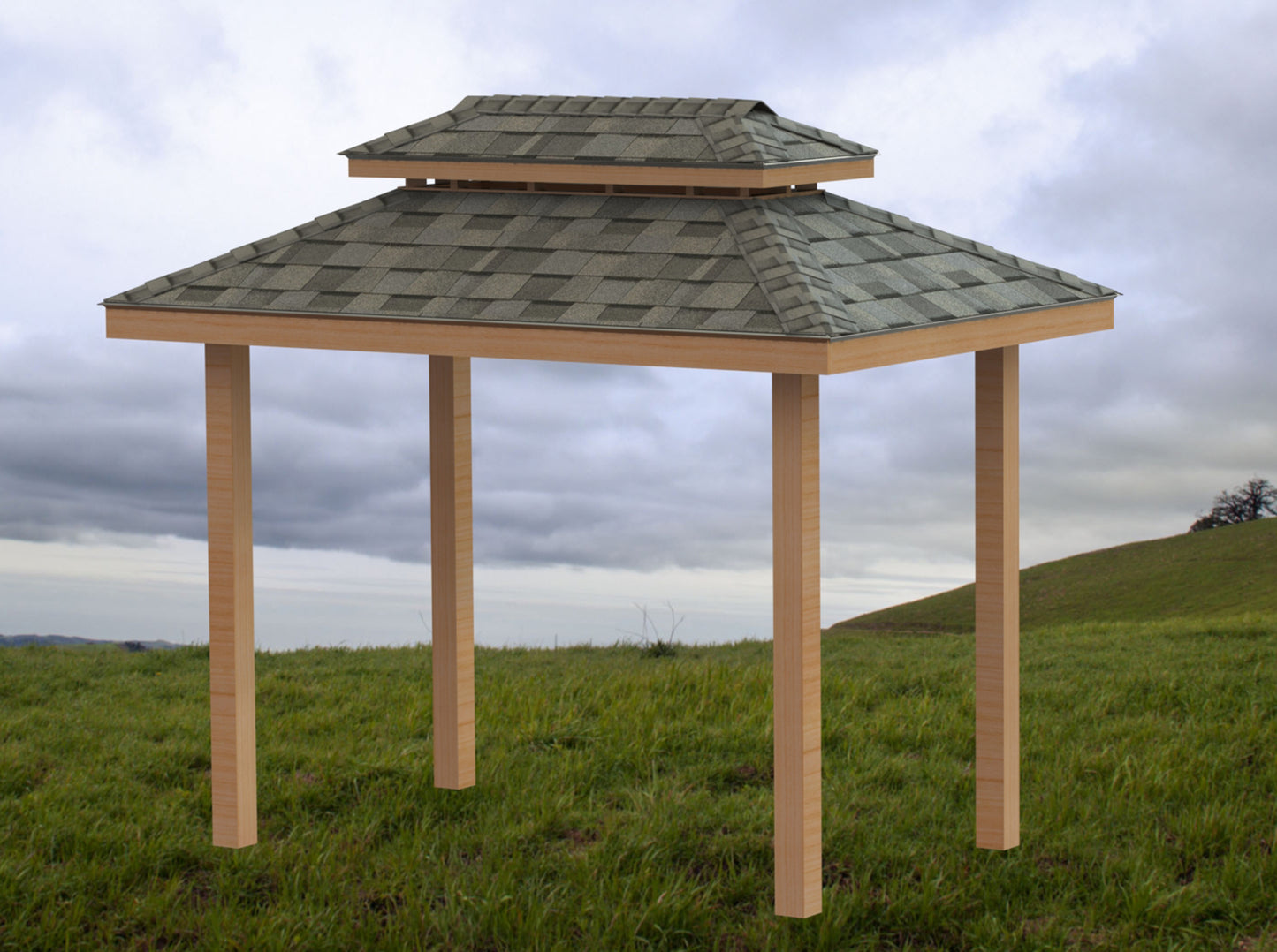 Double Hip Roof Grill Shelter Digital Building Plans