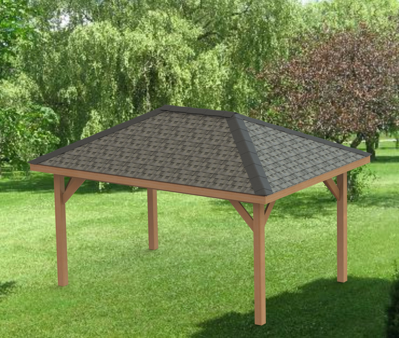 Hip Roof Pavilion Plans with Footing and Permit Drawings – 6:12 Roof Pitch Digital Download (Multiple Sizes Available)