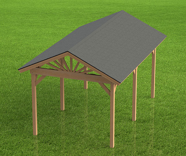 Gable Roof Pavilion Plans with Footing and Permit Drawings – 6:12 Roof Pitch Physical Plans (Multiple Sizes Available)