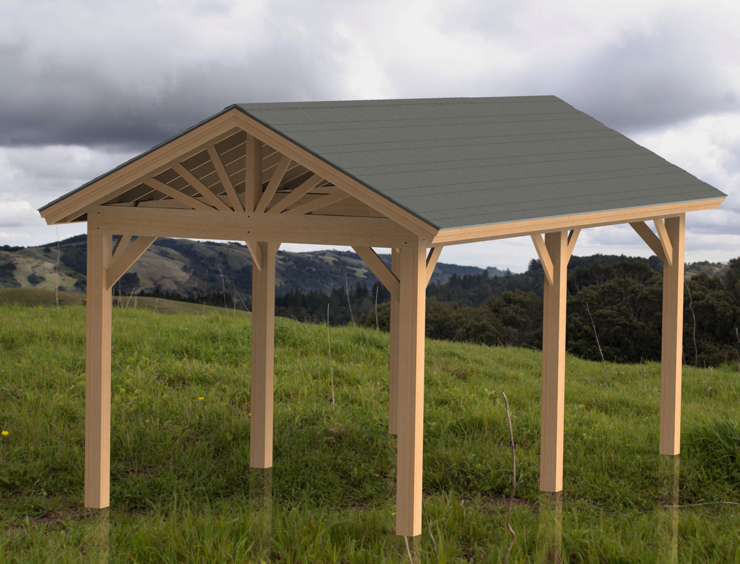Gable Roof Pavilion Plans with Footing and Permit Drawings – 6:12 Roof Pitch Physical Plans (Multiple Sizes Available)