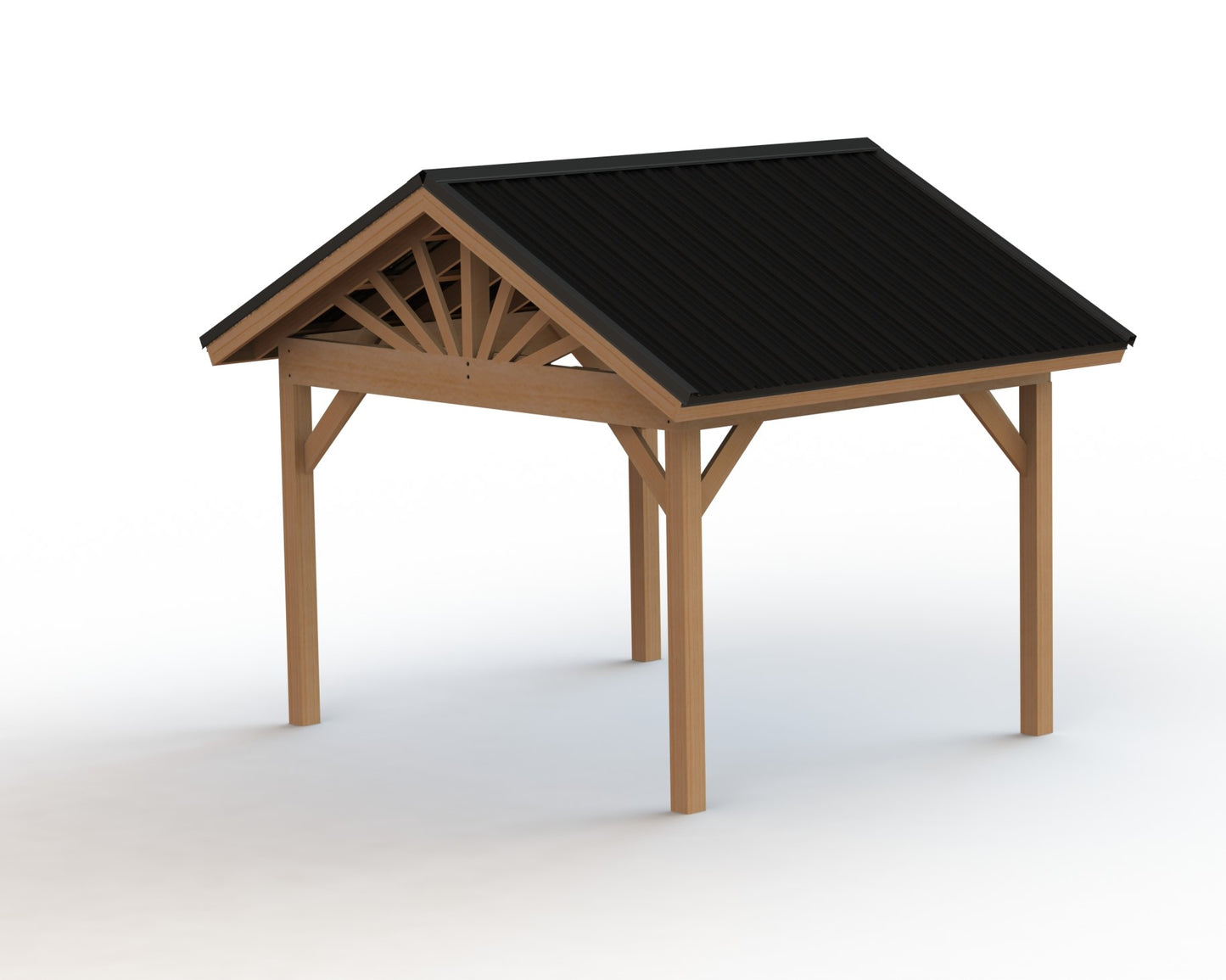 Gazebo Physical Building Plans with Footing Details and Permit Drawings | Gable Metal Roof - Multiple Sizes Available