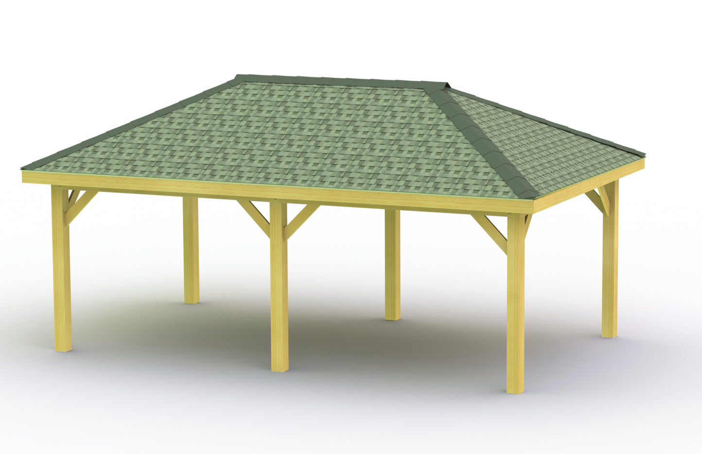 Hip Roof Pavilion Plans with Footing and Permit Drawings – 6:12 Roof Pitch Digital Download (Multiple Sizes Available)