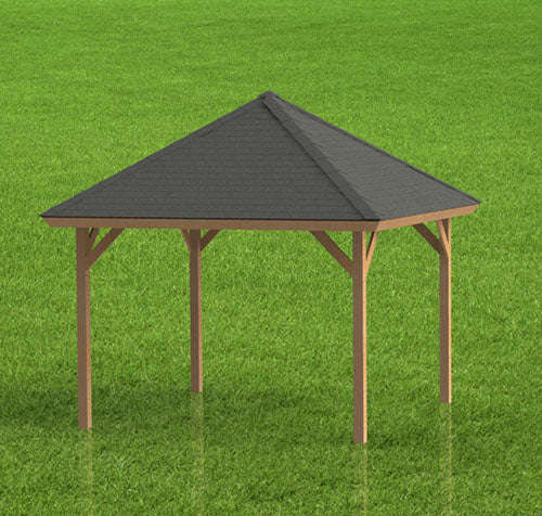 Hip Roof Pavilion Plans with Footing and Permit Drawings – 6:12 Roof Pitch Digital Download (Multiple Sizes Available)