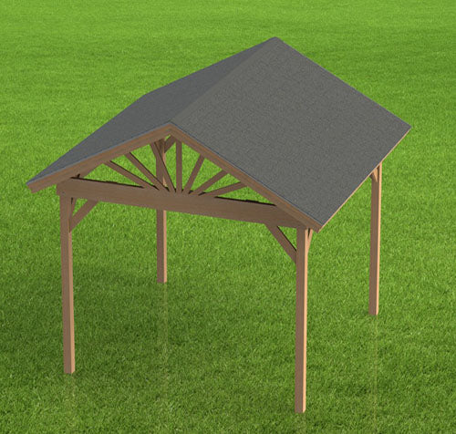 Gable Roof Pavilion Plans with Footing and Permit Drawings – 6:12 Roof Pitch Physical Plans (Multiple Sizes Available)