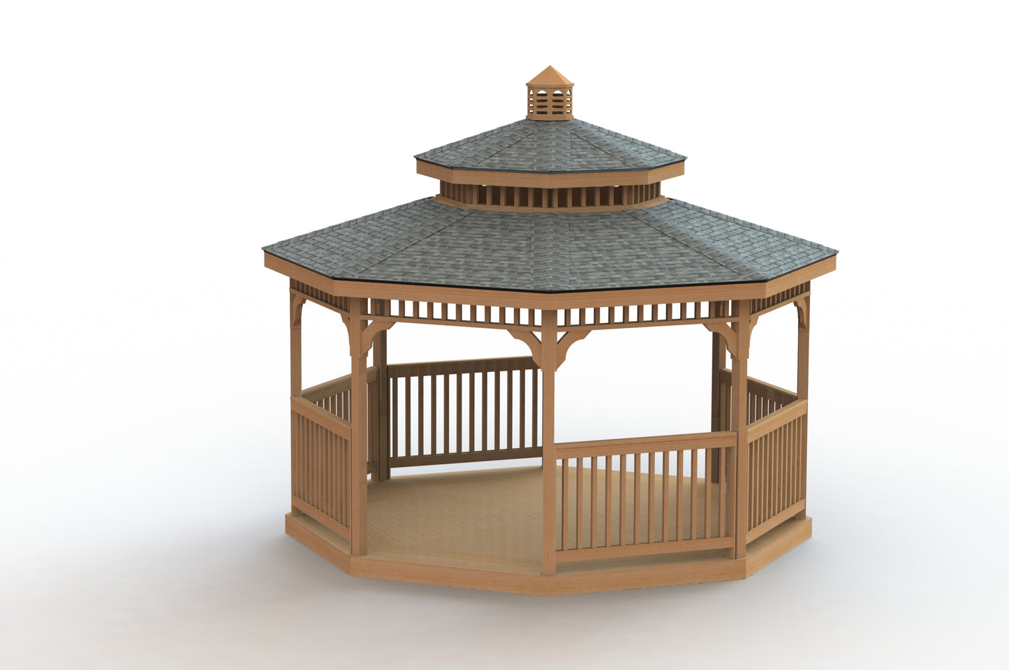 Gazebo Building Plans | Double Roof Octagon - 14 x 14