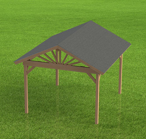 Gable Roof Pavilion Plans with Footing and Permit Drawings – 6:12 Roof Pitch Physical Plans (Multiple Sizes Available)