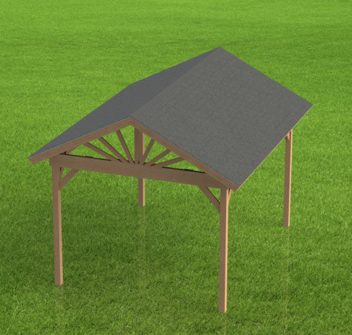 Gable Roof Pavilion Plans with Footing and Permit Drawings – 6:12 Roof Pitch Physical Plans (Multiple Sizes Available)