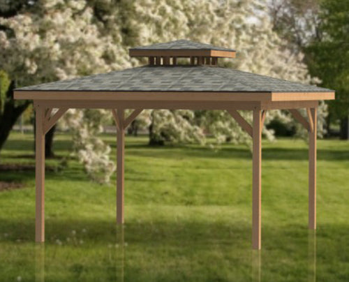 Double Hip Roof Gazebo Digital Building Plans - Multiple Sizes Available