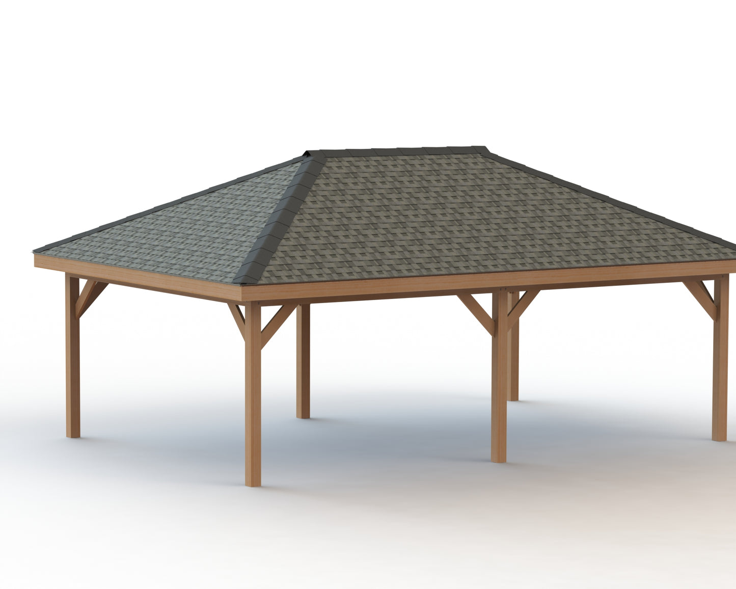 Hip Roof Pavilion Plans with Footing and Permit Drawings – 6:12 Roof Pitch Digital Download (Multiple Sizes Available)