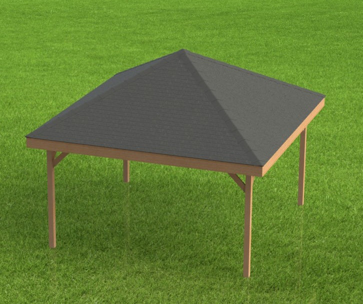 Hip Roof Pavilion Plans with Footing and Permit Drawings – 6:12 Roof Pitch Digital Download (Multiple Sizes Available)