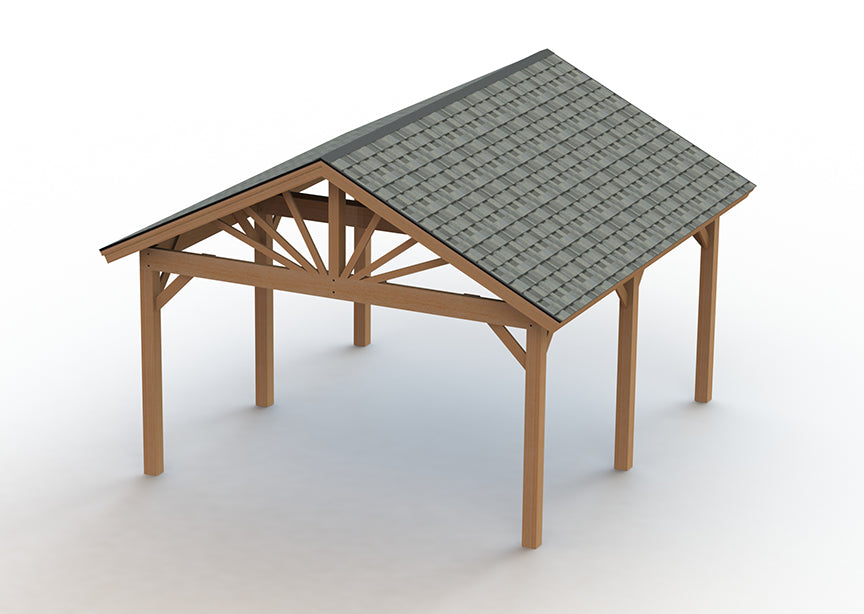 Gable Roof Pavilion Plans with Footing and Permit Drawings – 6:12 Roof Pitch Physical Plans (Multiple Sizes Available)