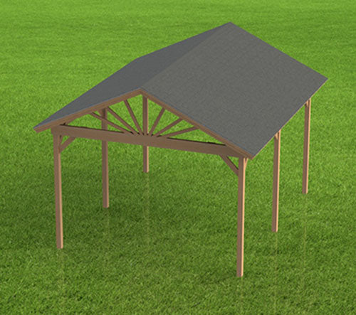 Gable Roof Pavilion Plans with Footing and Permit Drawings – 6:12 Roof Pitch Physical Plans (Multiple Sizes Available)