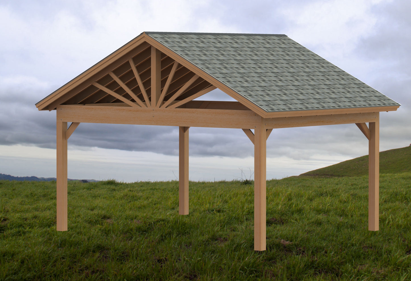 Gable Roof Pavilion Plans with Footing and Permit Drawings – 6:12 Roof Pitch Physical Plans (Multiple Sizes Available)