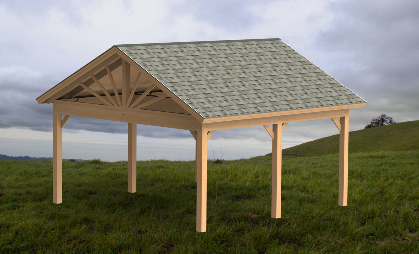 Gable Roof Pavilion Plans with Footing and Permit Drawings – 6:12 Roof Pitch Physical Plans (Multiple Sizes Available)
