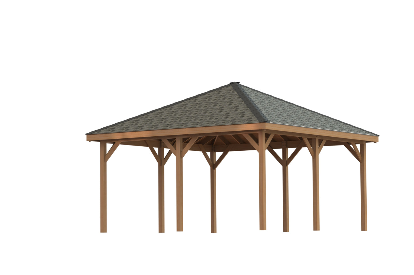 Hip Roof Pavilion Plans with Footing and Permit Drawings – 6:12 Roof Pitch Digital Download (Multiple Sizes Available)