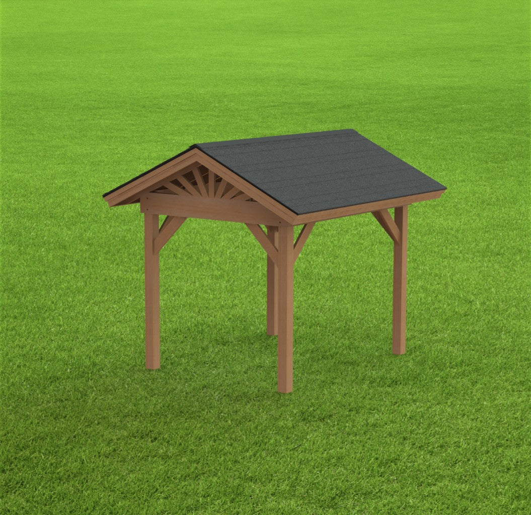 Gable Roof Pavilion Plans with Footing and Permit Drawings – 6:12 Roof Pitch Physical Plans (Multiple Sizes Available)