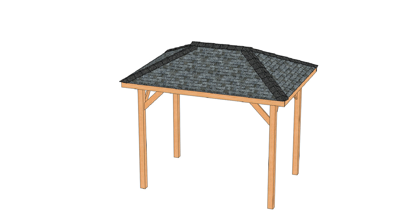 Hip Roof Pavilion Plans – 6:12 Roof Pitch Digital Download (Multiple Sizes Available)