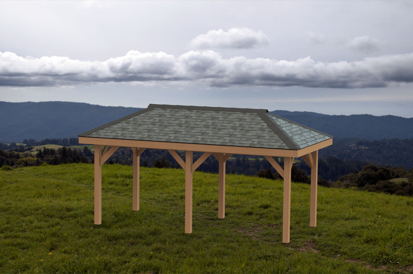 Hip Roof Pavilion Plans with Footing and Permit Drawings – 6:12 Roof Pitch Digital Download (Multiple Sizes Available)