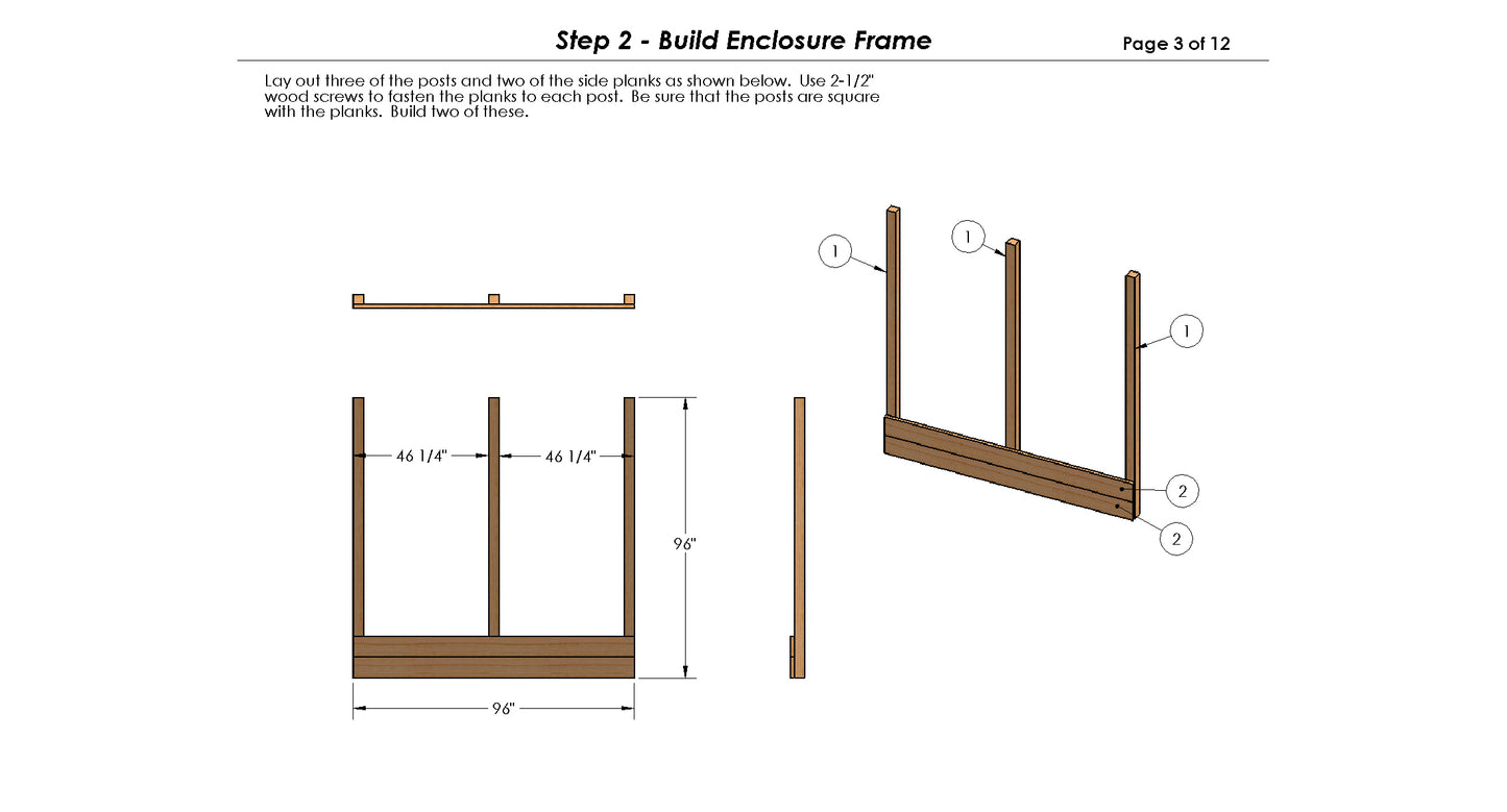 8' x 8' Enclosed Raised Garden Bed Digital Building Plans