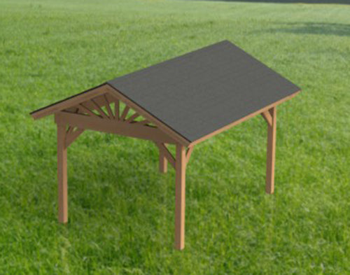 Gable Roof Pavilion Plans with Footing and Permit Drawings – 6:12 Roof Pitch Physical Plans (Multiple Sizes Available)