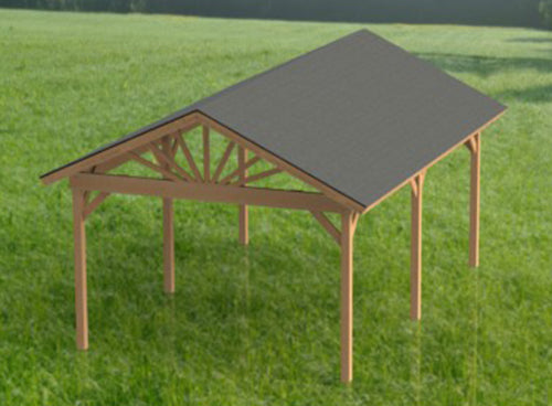 Gable Roof Pavilion Plans with Footing and Permit Drawings – 6:12 Roof Pitch Physical Plans (Multiple Sizes Available)