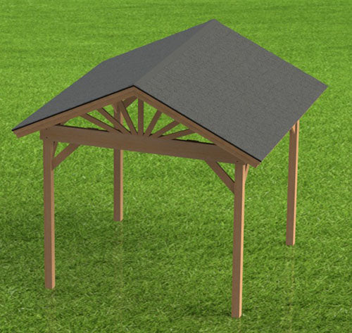 Gable Roof Pavilion Plans with Footing and Permit Drawings – 6:12 Roof Pitch Physical Plans (Multiple Sizes Available)
