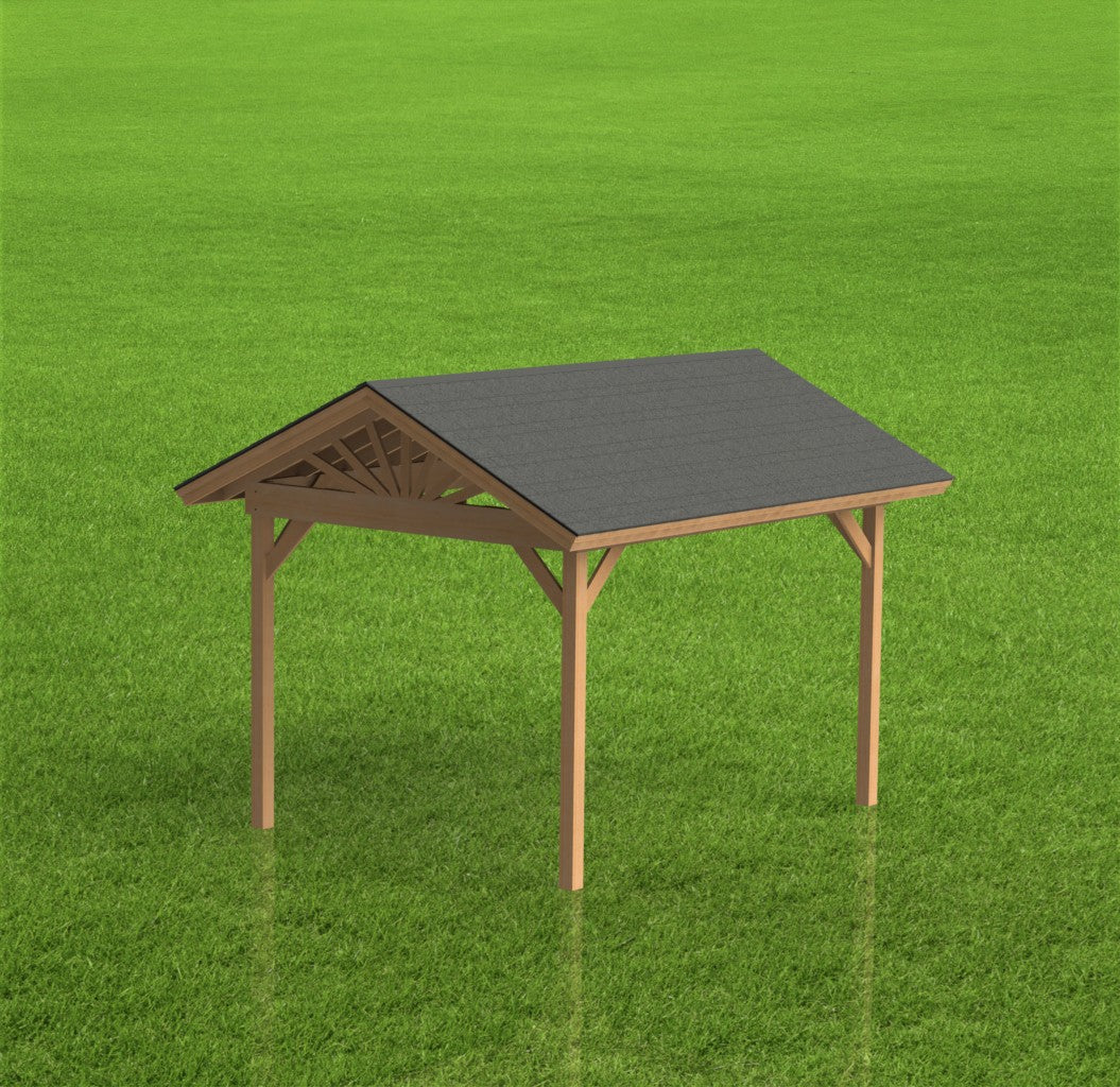 Gable Roof Pavilion Plans with Footing and Permit Drawings – 6:12 Roof Pitch Physical Plans (Multiple Sizes Available)