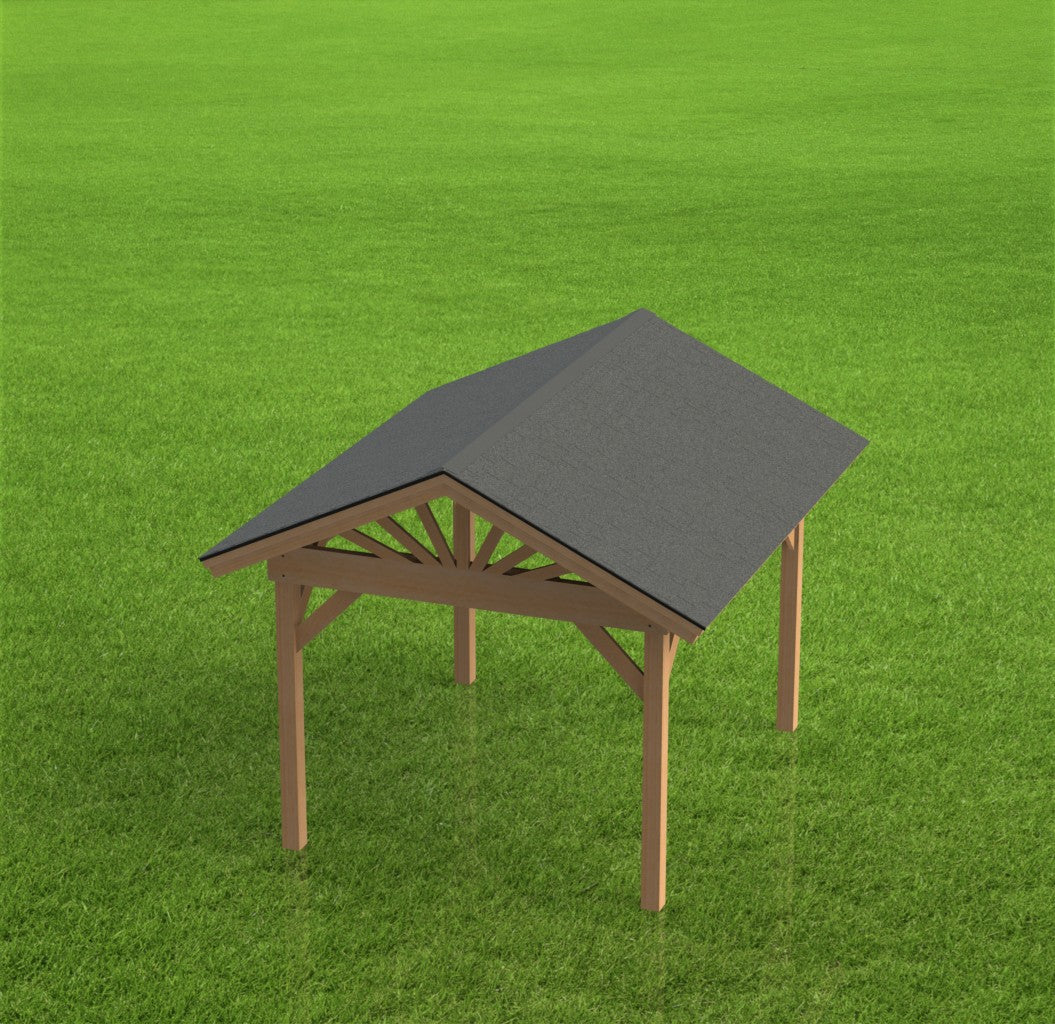 Gable Roof Pavilion Plans with Footing and Permit Drawings – 6:12 Roof Pitch Physical Plans (Multiple Sizes Available)