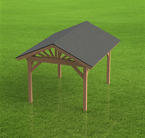 Gable Roof Pavilion Plans with Footing and Permit Drawings – 6:12 Roof Pitch Physical Plans (Multiple Sizes Available)
