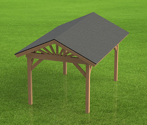 Gable Roof Pavilion Plans with Footing and Permit Drawings – 6:12 Roof Pitch Physical Plans (Multiple Sizes Available)