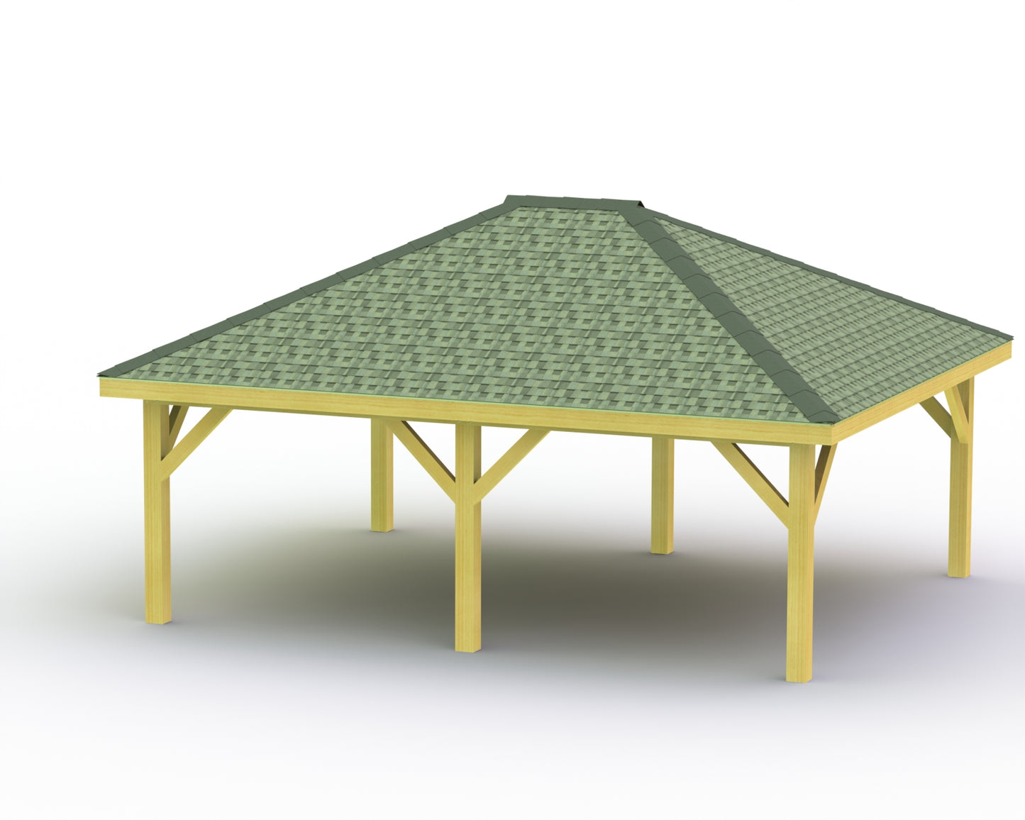 Hip Roof Pavilion Plans with Footing and Permit Drawings – 6:12 Roof Pitch Digital Download (Multiple Sizes Available)