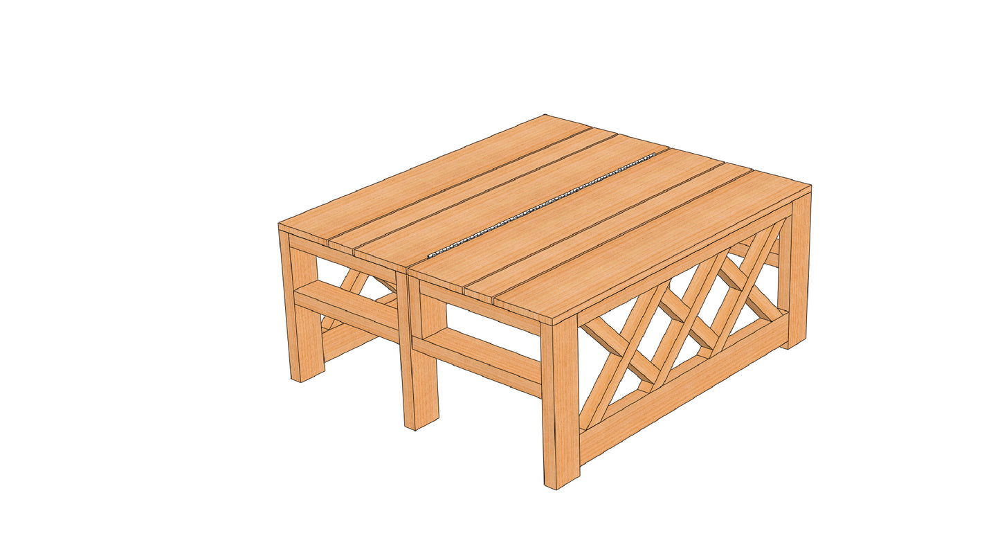 Convertible Outdoor Coffee Table to Bench Combination Physical Building Plans