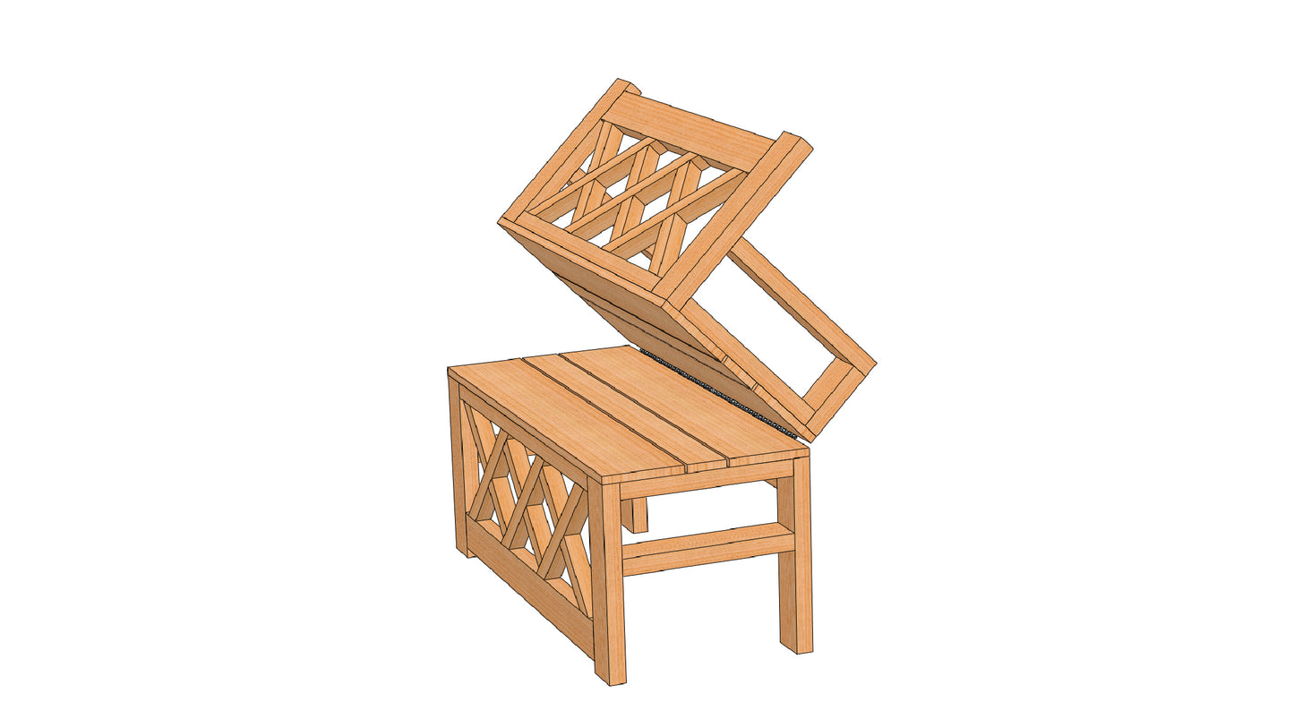 Convertible Outdoor Coffee Table to Bench Combination Physical Building Plans