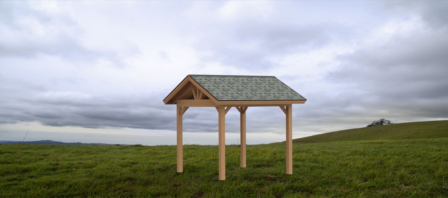 Gable Roof Pavilion Plans with Footing and Permit Drawings – 6:12 Roof Pitch Physical Plans (Multiple Sizes Available)