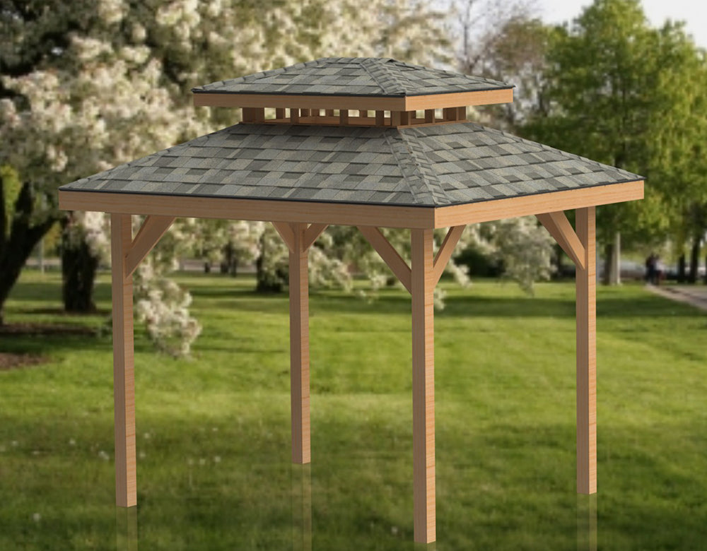 Double Hip Roof Gazebo Plans-Perfect for Hot Tubs - 10' x 12'