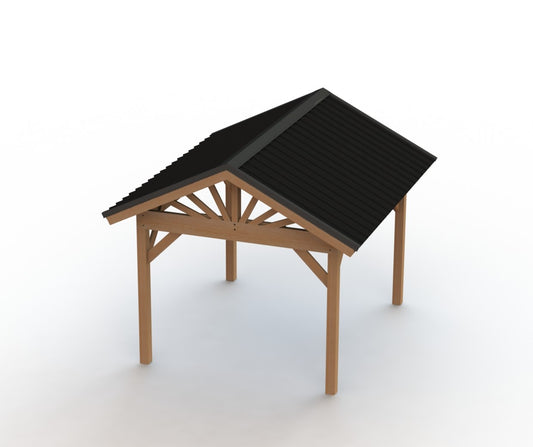 Gazebo Building Plans | Gable Metal Roof - Perfect for Hot Tubs 10'x12'