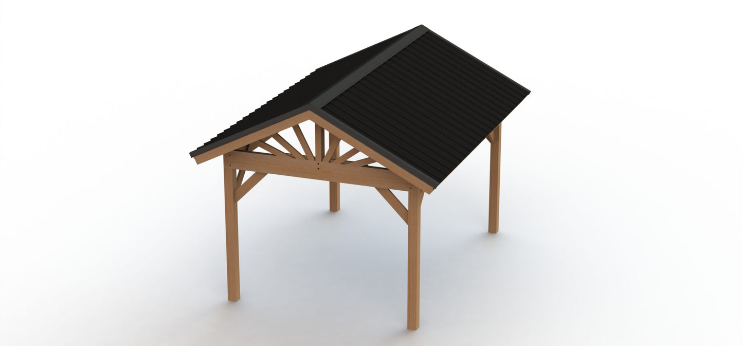 Gazebo Building Plans | Gable Metal Roof - Perfect for Hot Tubs 10'x16'