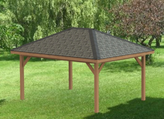 Hip Roof Gazebo Building Plans-Perfect for Hot Tubs - 12' x 16'