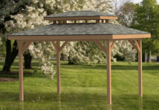 Double Hip Roof Gazebo Plans-Perfect for Hot Tubs - 12' x 16'