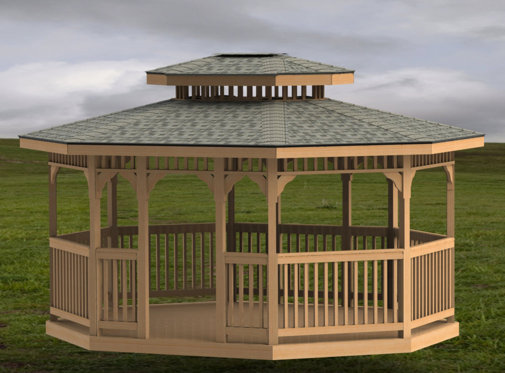 Oval Gazebo Building Plans - Double Hip Roof - 14 x 16
