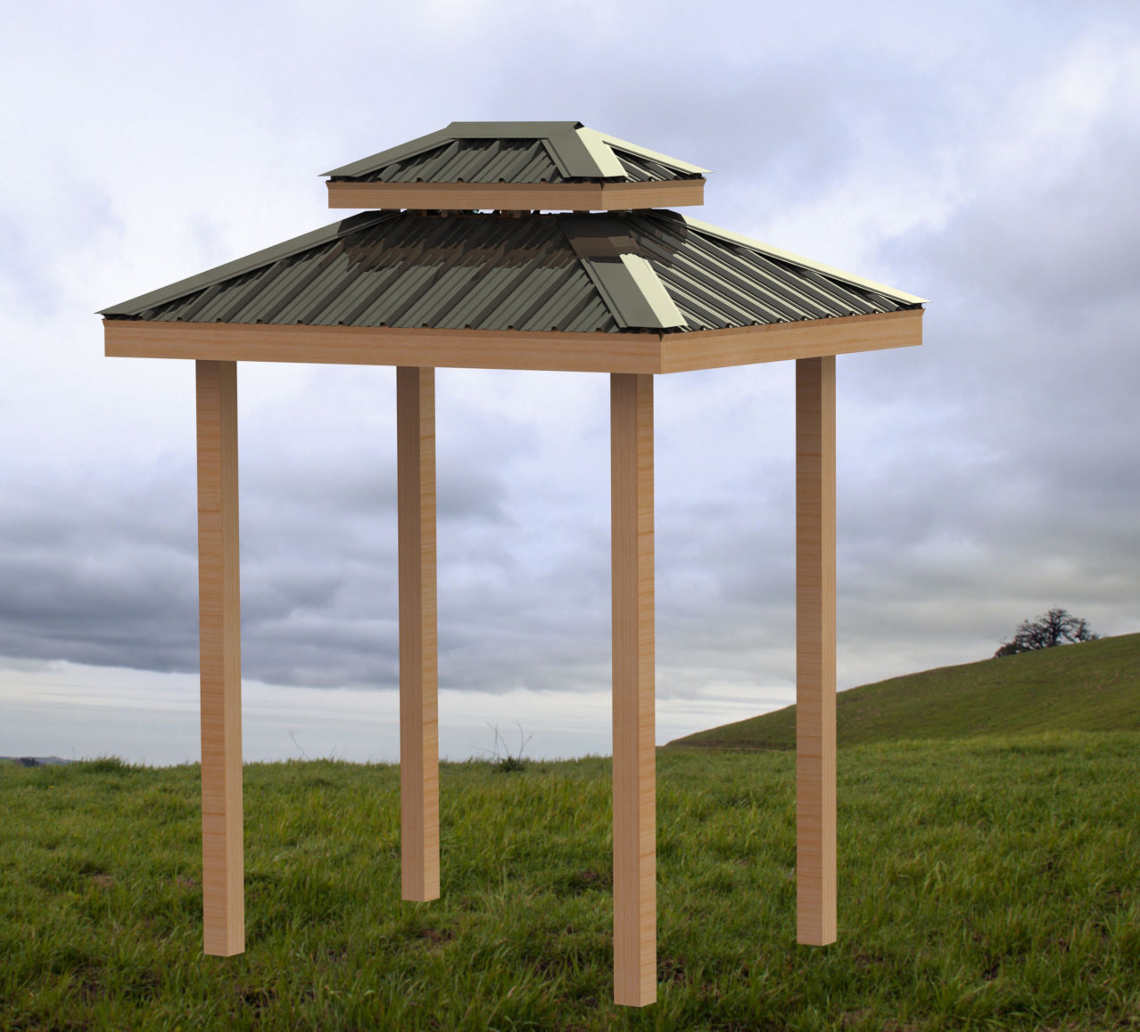 Double Metal Hip Roof Grill Shelter Physical Building Plans