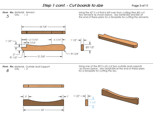 English Style Garden Bench Downloadable Building Plans/Instructions
