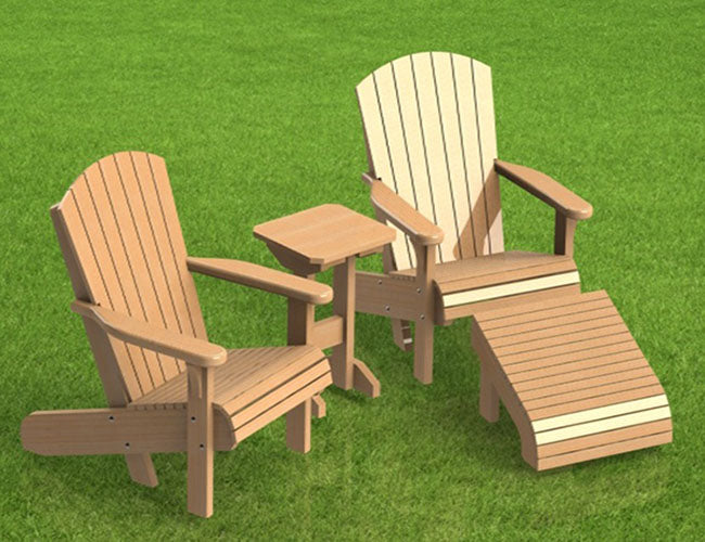 Adirondack Chair with Table and Footstool Building Plans