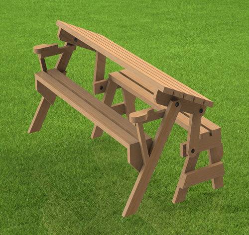 Folding Bench and Picnic Table Combination Digital Building Plans - 6ft