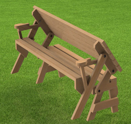 Folding Bench and Picnic Table Combination Physical Building Plans - 6ft
