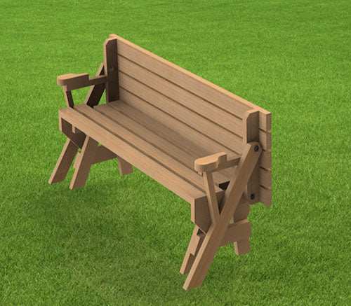 Folding Bench and Picnic Table Combination Digital Building Plans - 6ft