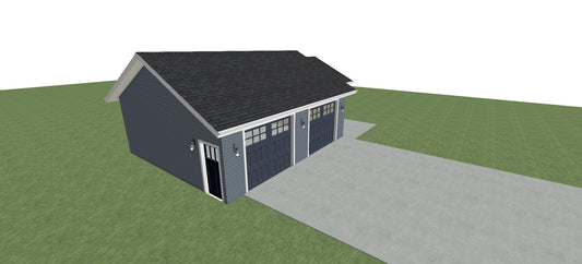 Double Garage with Shop Building Plans 001 - 24 x 26 - Physical Plans