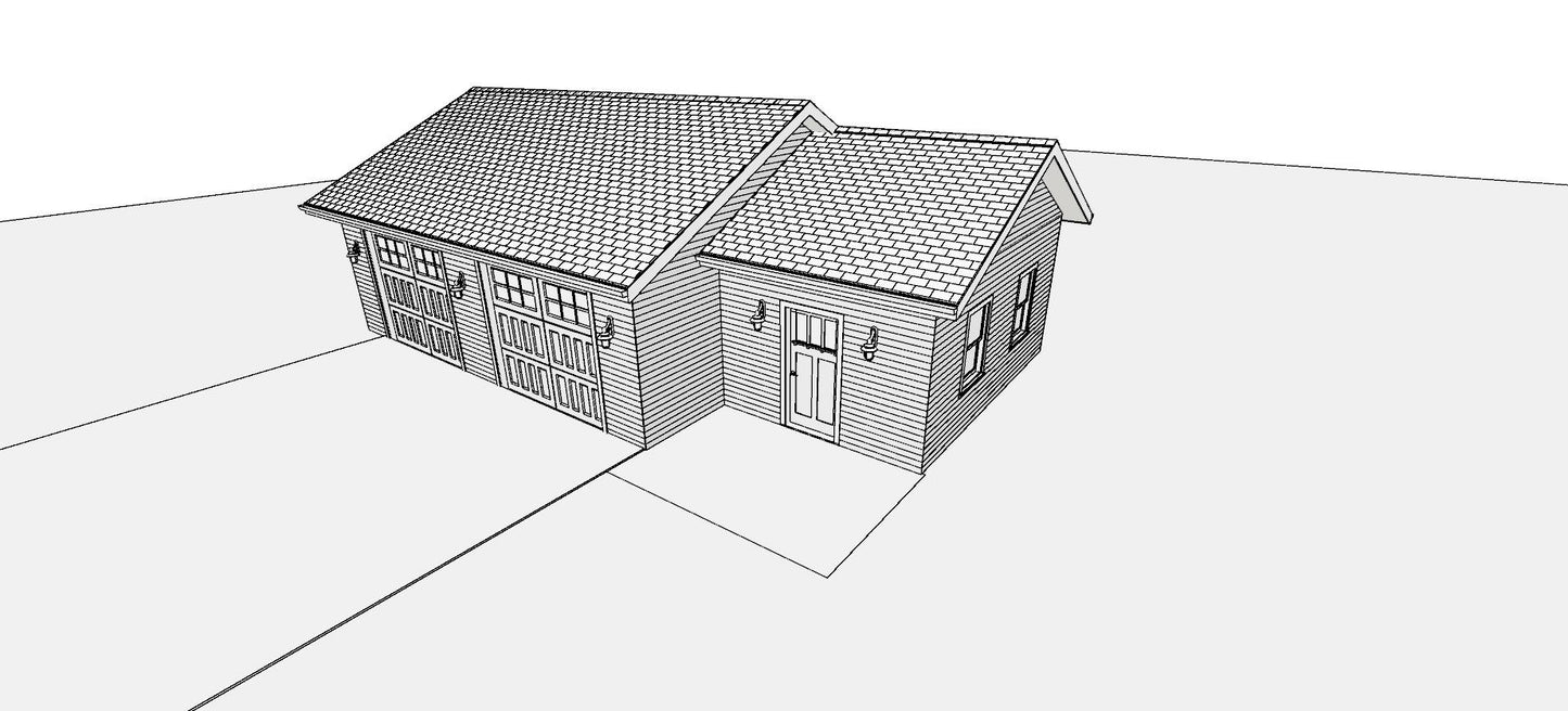 Double Garage with Shop Building Plans 001 - 24 x 28