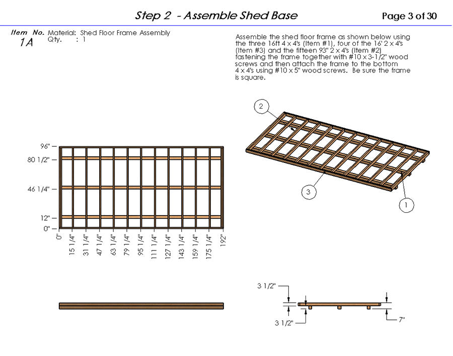 Garden Shed with Porch Physical Building Plans 8' x 16'